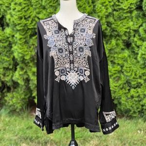 Johnny Was Embroidered Tunic Black size S